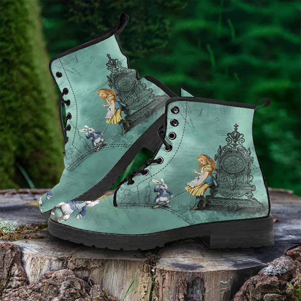 Alice and the White Rabbit #1 Women's Vegan Leather Combat Boots
