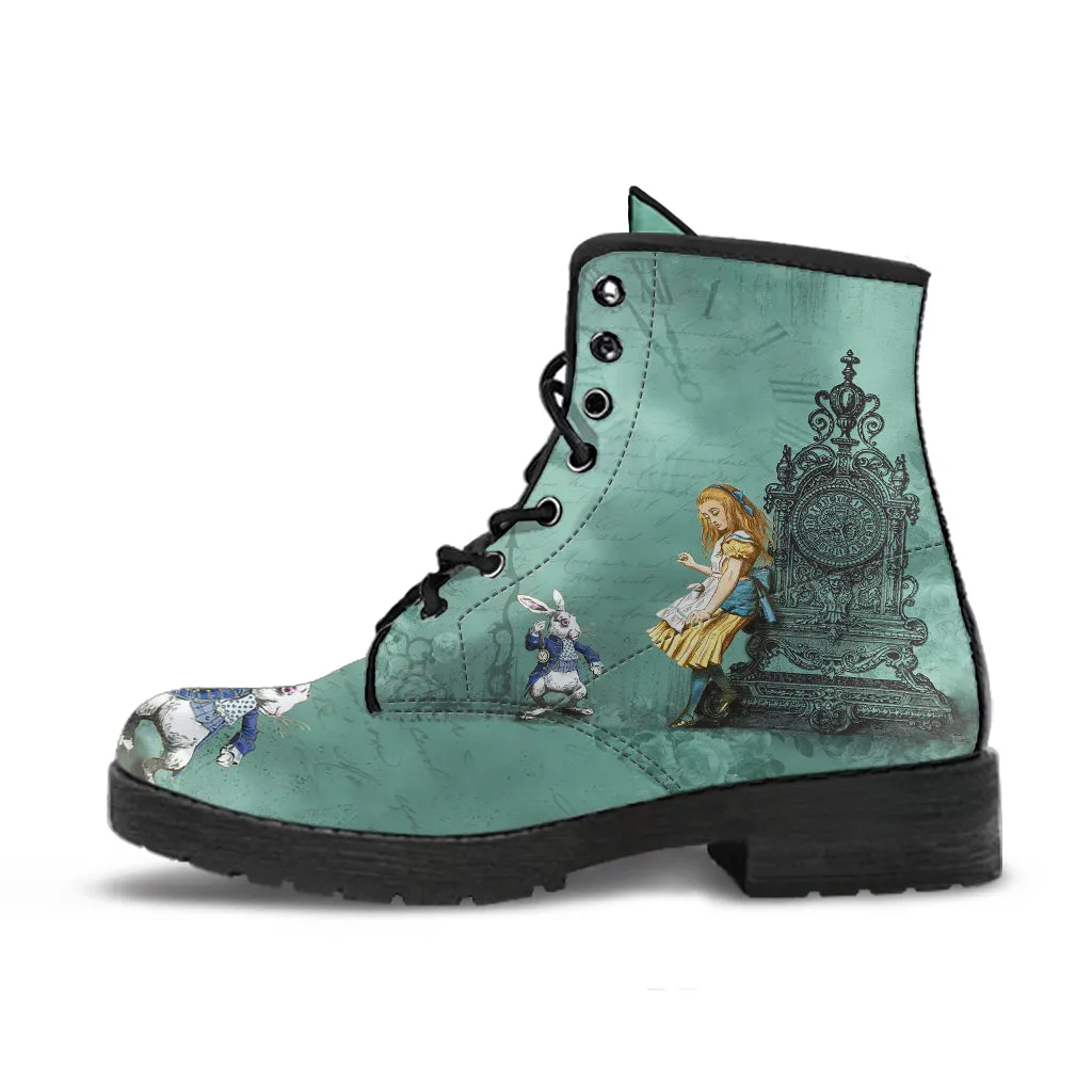 Alice and the White Rabbit #1 Women's Vegan Leather Combat Boots