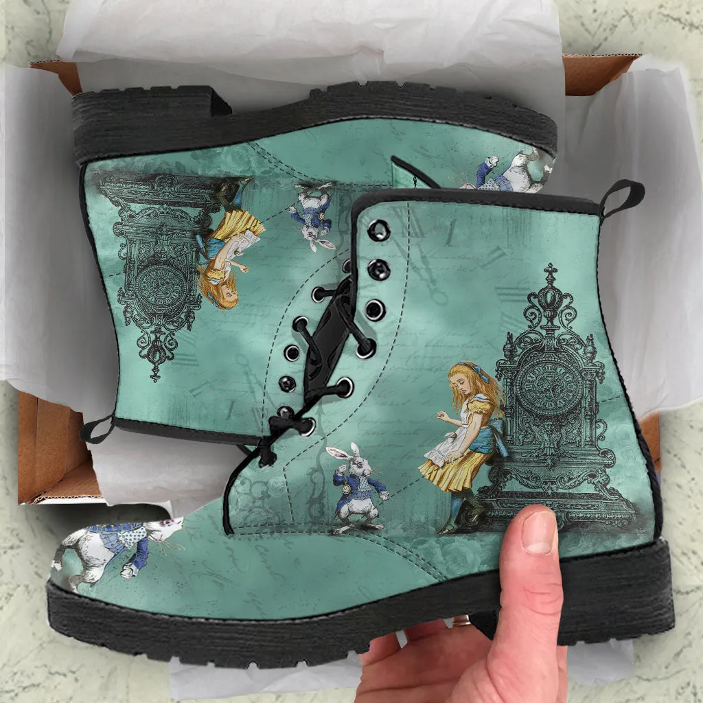 Alice and the White Rabbit #1 Women's Vegan Leather Combat Boots