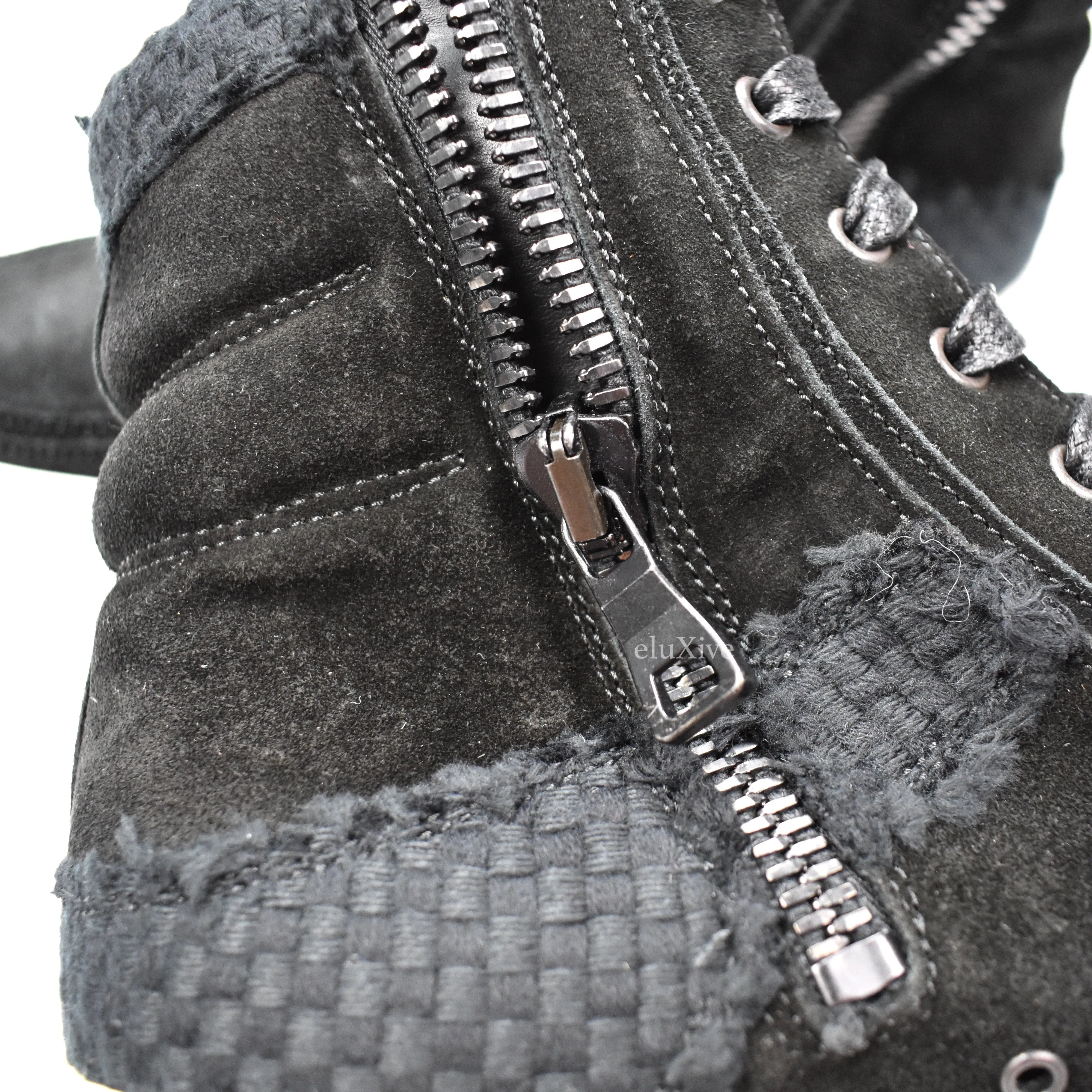 Balmain - FW13 Black Basket Woven Suede Sneakers