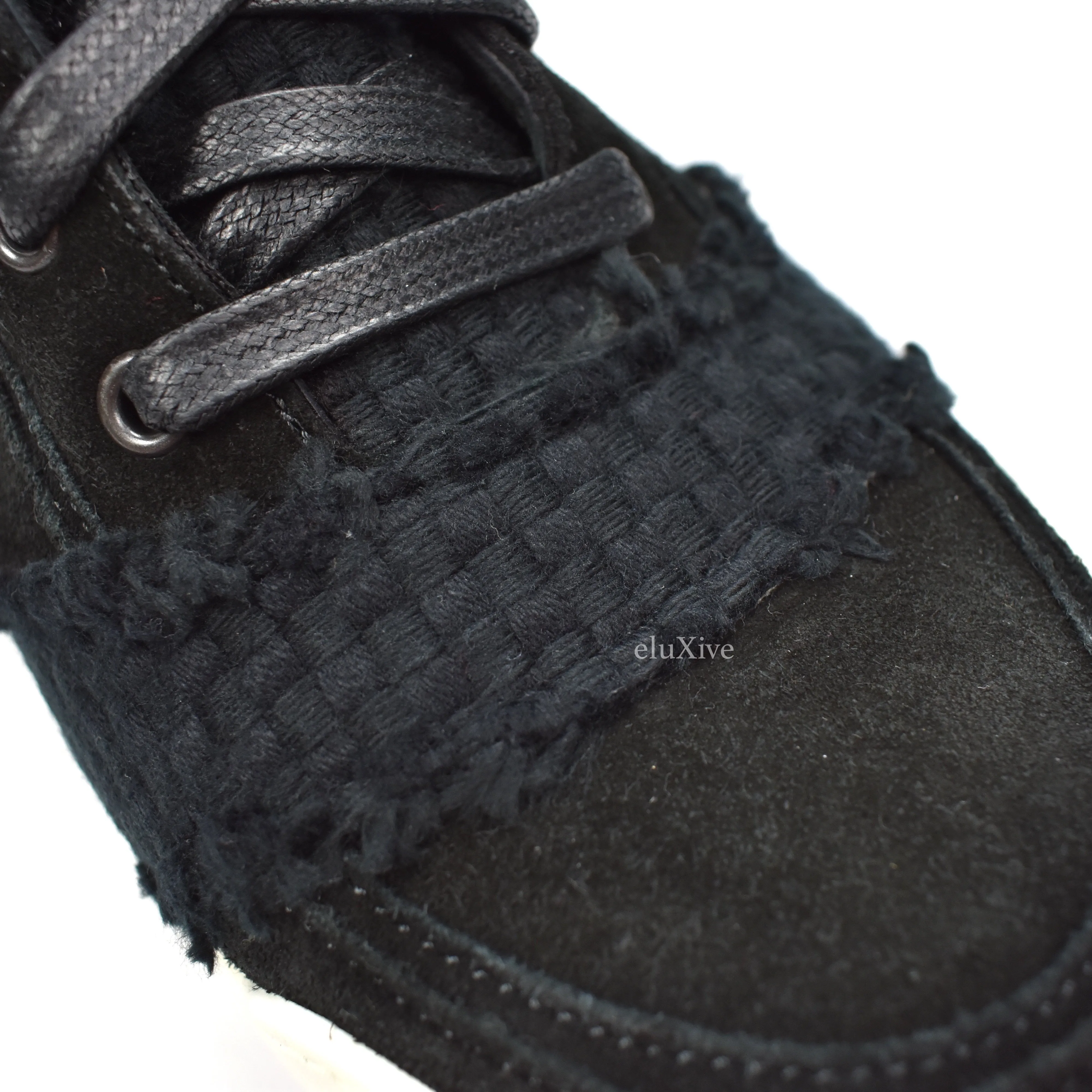 Balmain - FW13 Black Basket Woven Suede Sneakers