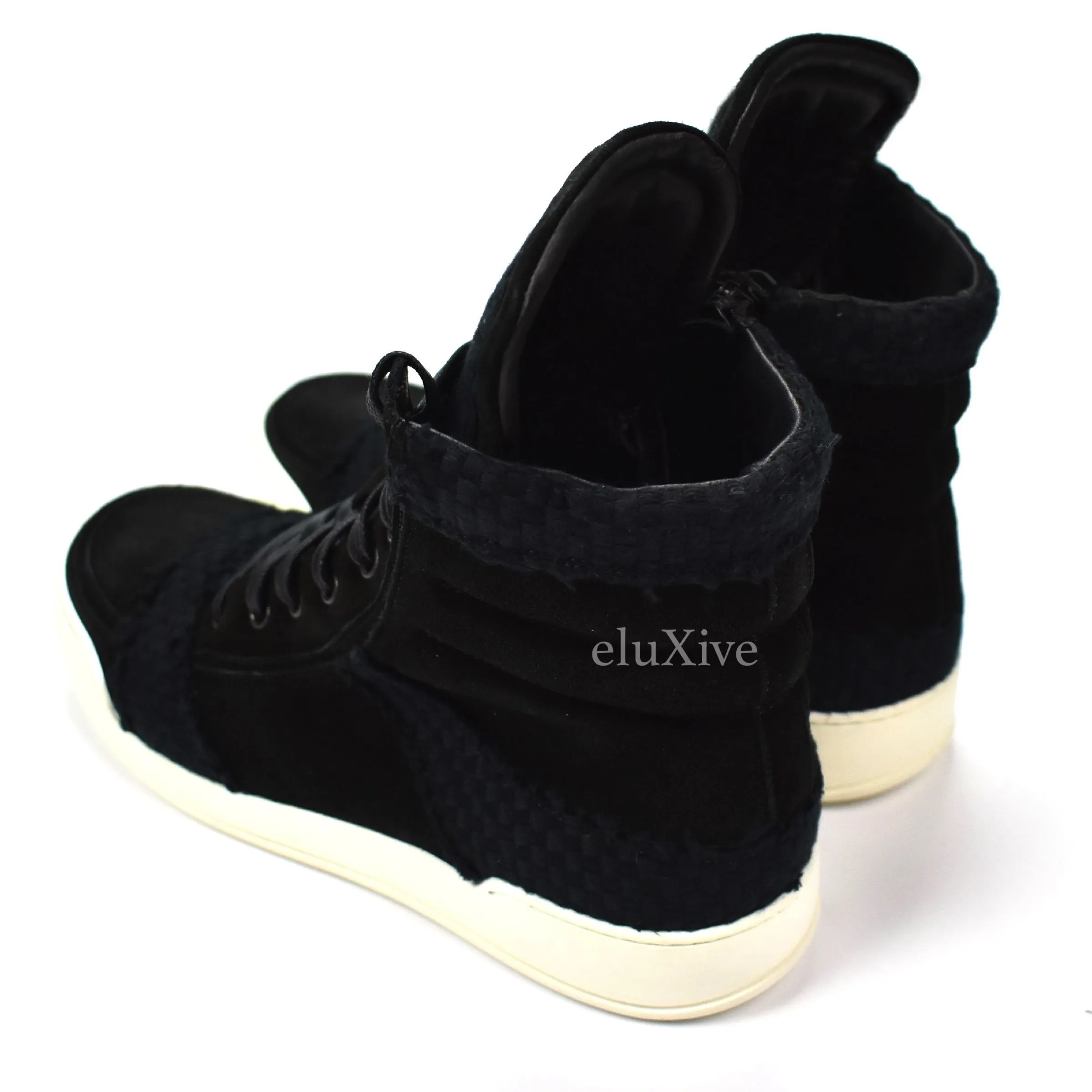 Balmain - FW13 Black Basket Woven Suede Sneakers