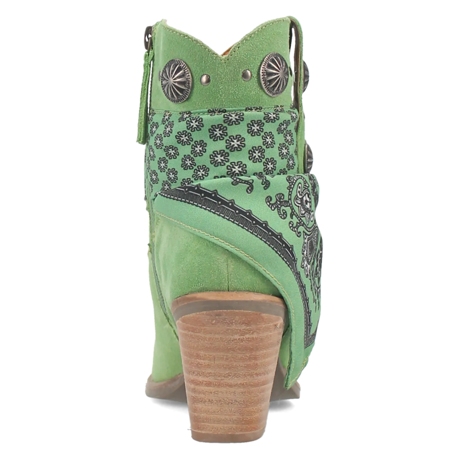 Bandida Lime Suede Silver Concho Bandana Wrapped Booties (DS)