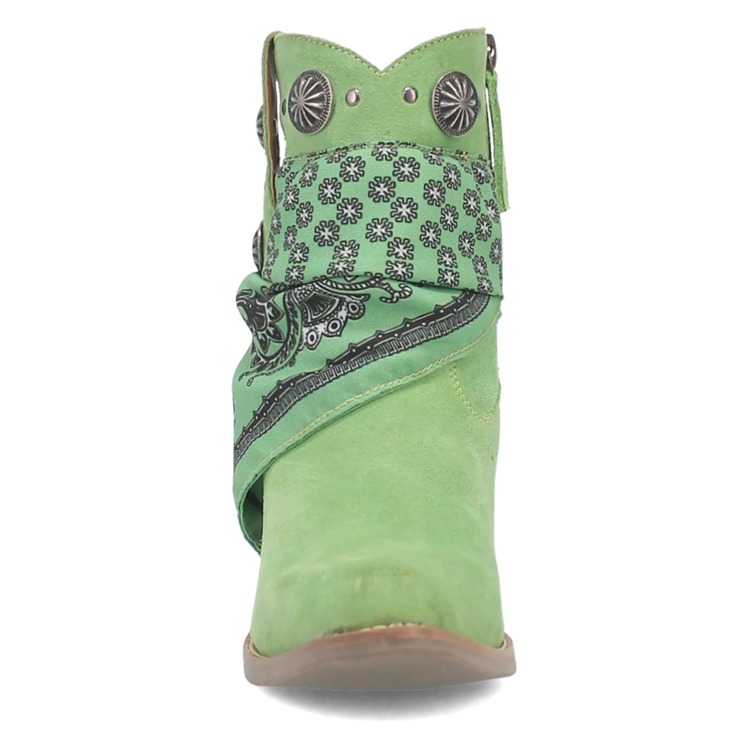 Bandida Lime Suede Silver Concho Bandana Wrapped Booties (DS)