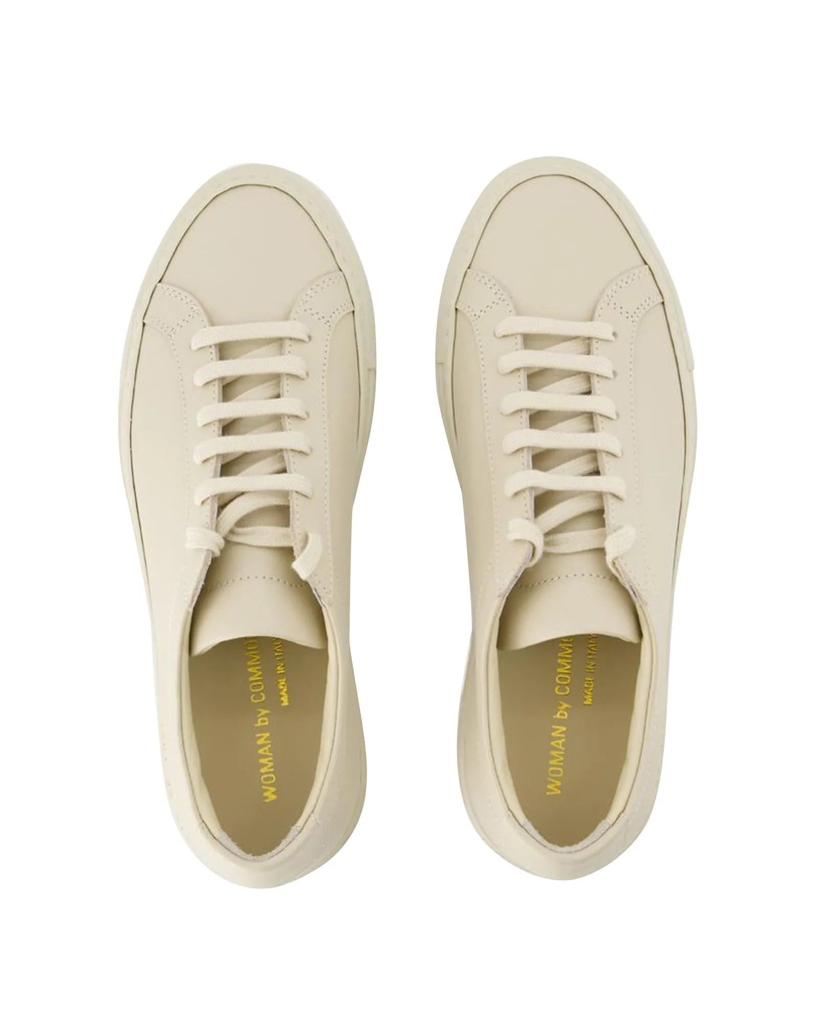 Beige Leather Low Top Sneakers