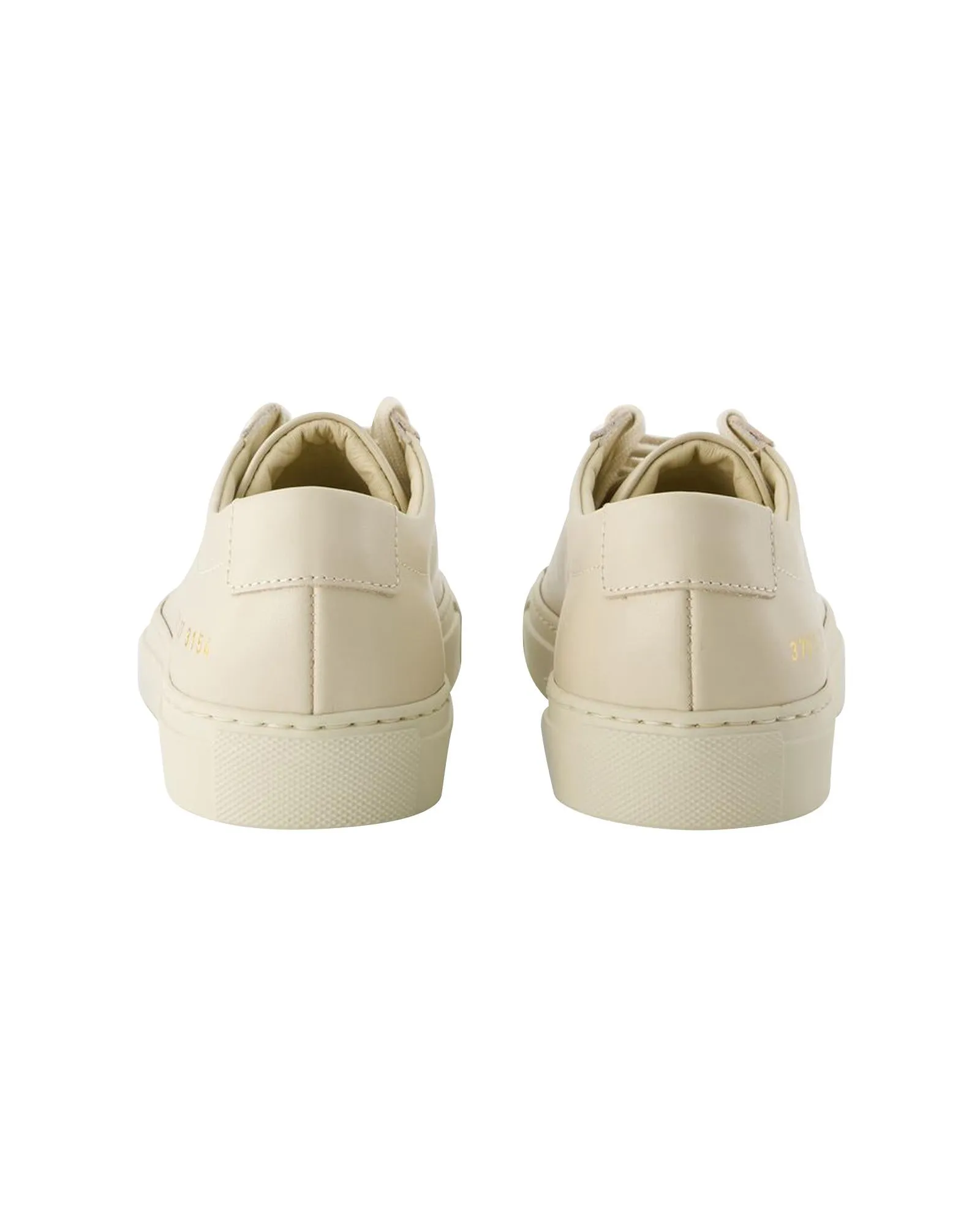 Beige Leather Low Top Sneakers