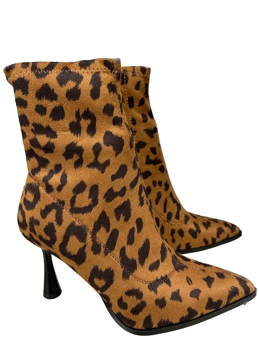 Betsy Animal Print High Heel Sock Boots