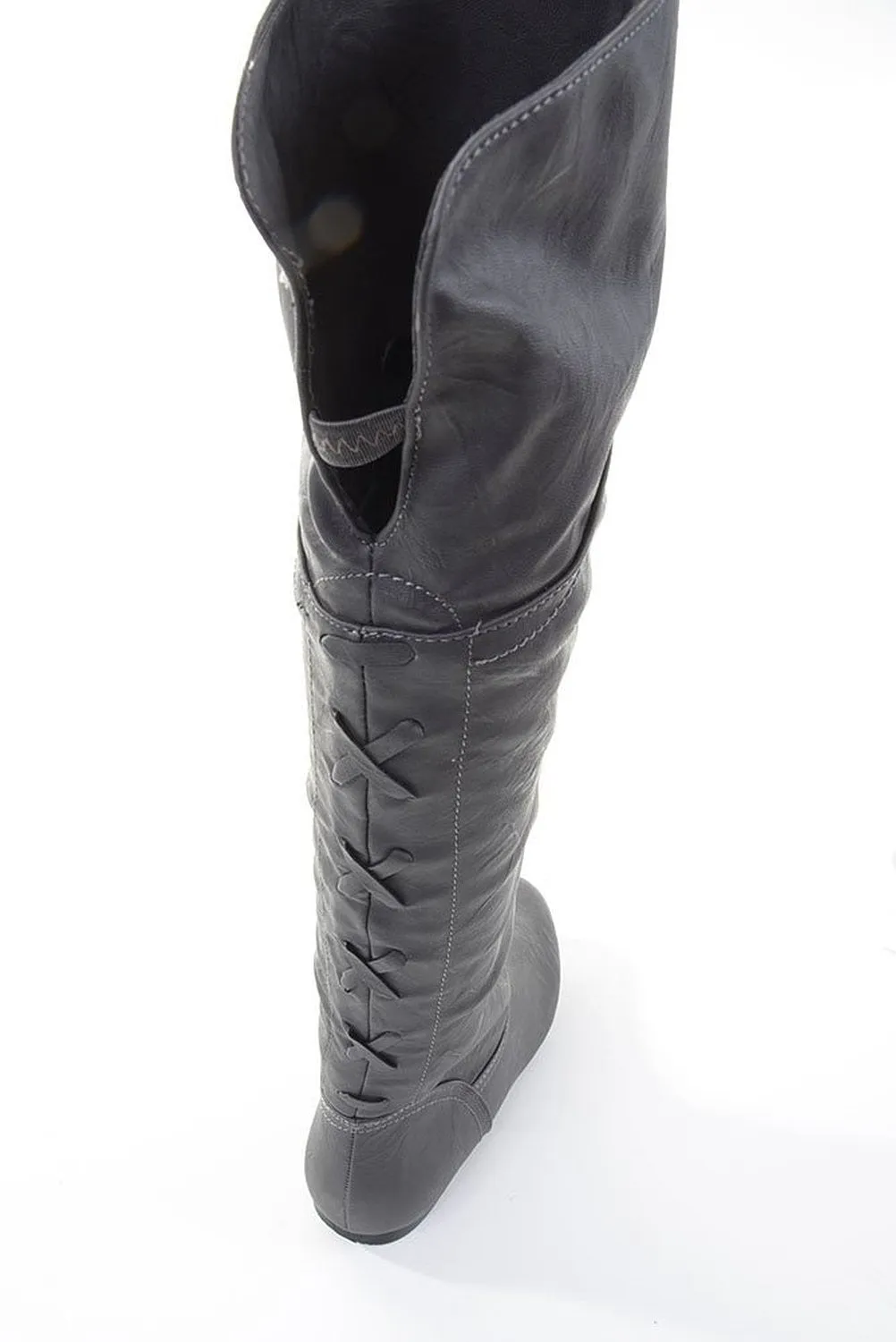 Black Pirate Over the Knee Riding Vegan Leather Boots Womens