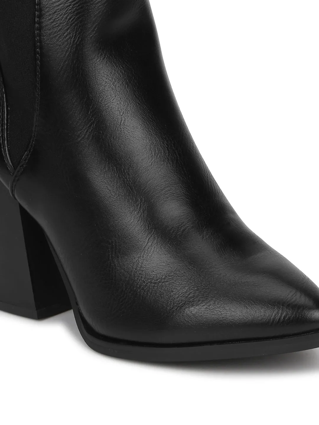 Black PU Slip On Ankle Boots (BETTY5)