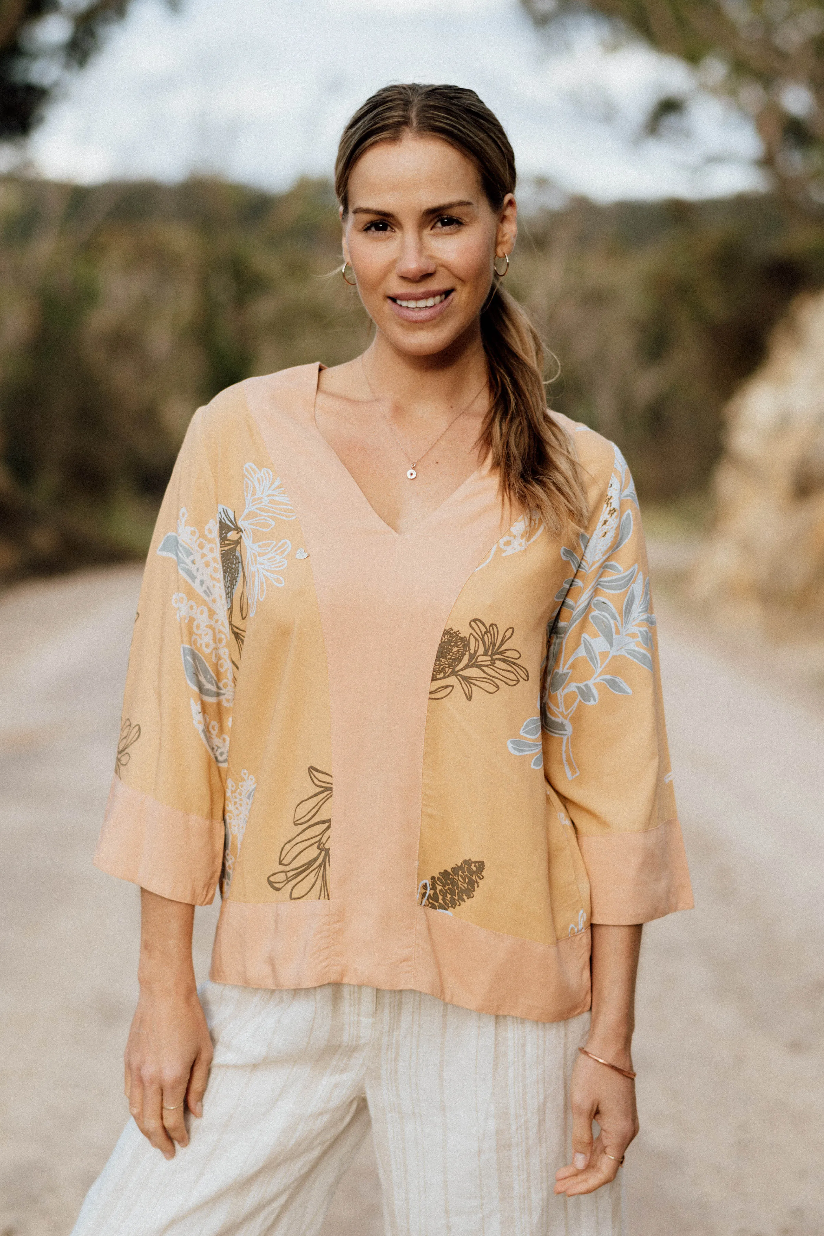 Bridget Top - Australis Print Ochre