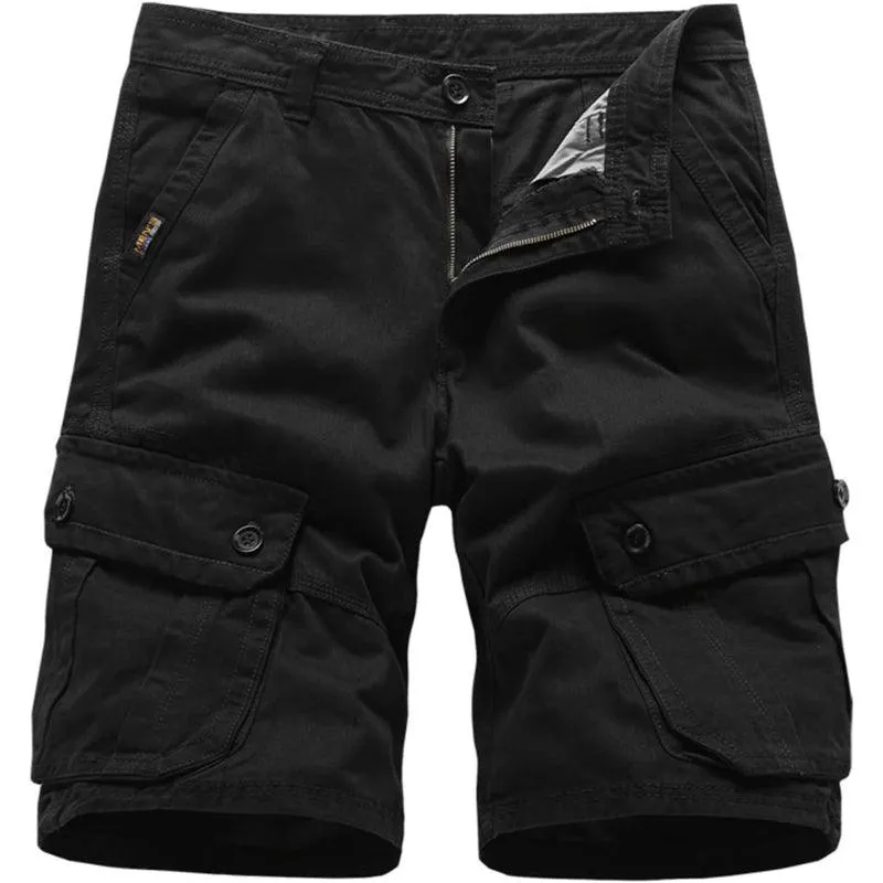 Cargo Shorts With Multi Pockets And Button Closure