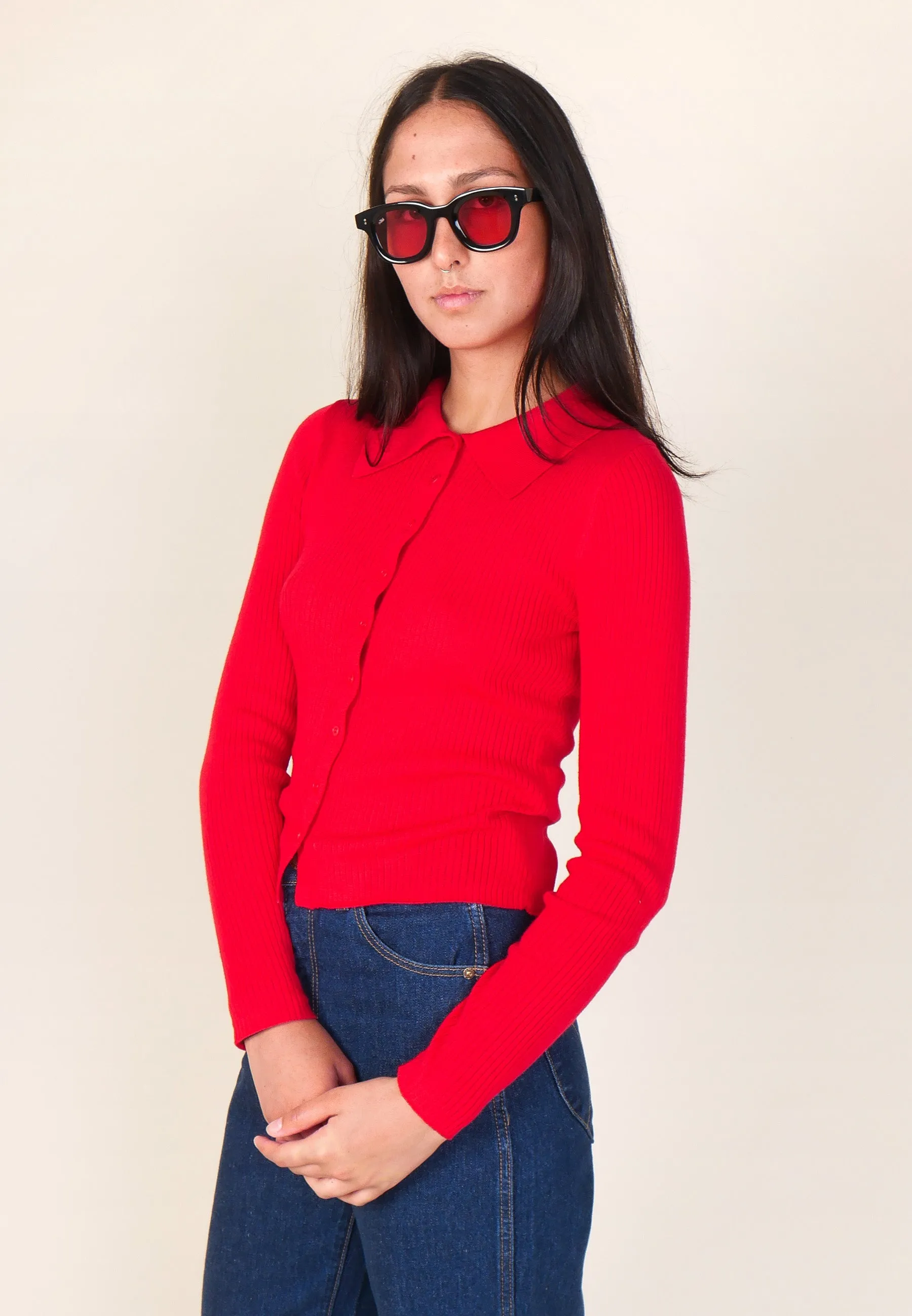 Caroline Knit Long Sleeve Top - Coral