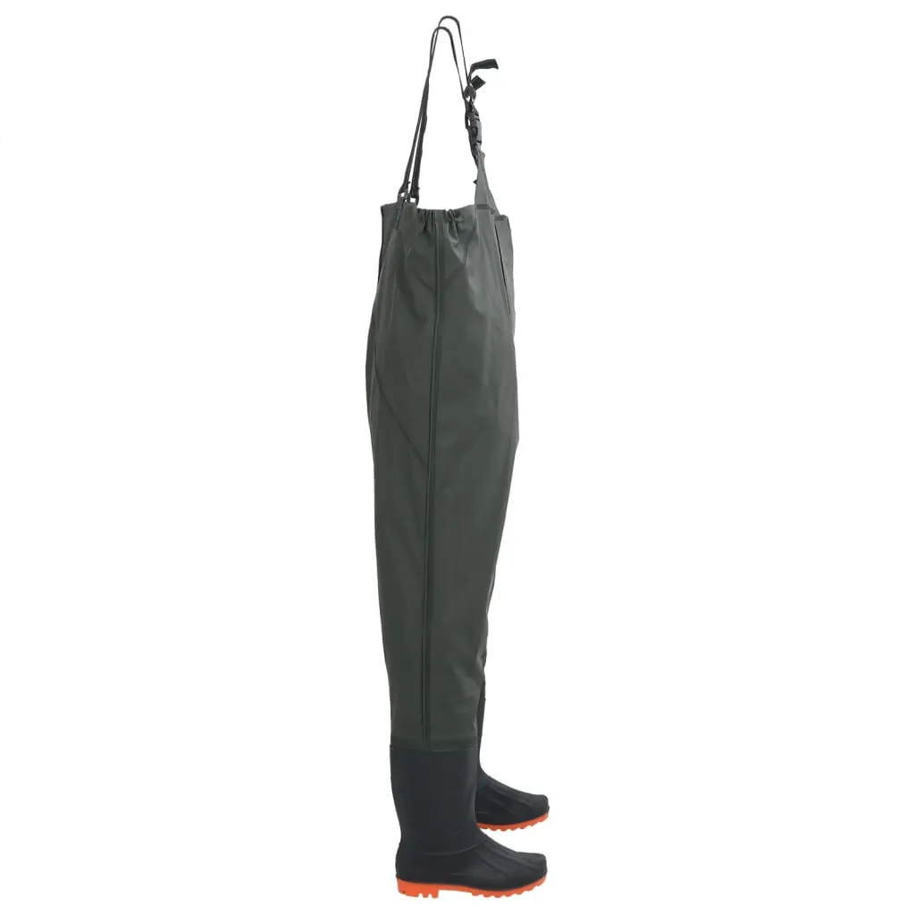 Chest Waders with Boots Dark Green Size 46