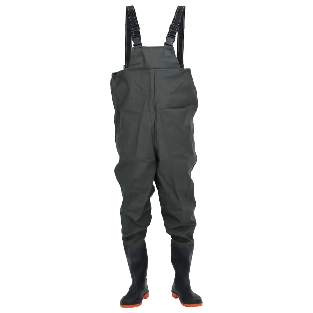 Chest Waders with Boots Dark Green Size 46