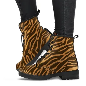 Combat Boots - Tiger Print | Boho Shoes, Handmade Lace Up Boots, Vegan Leather Lace Up Boots