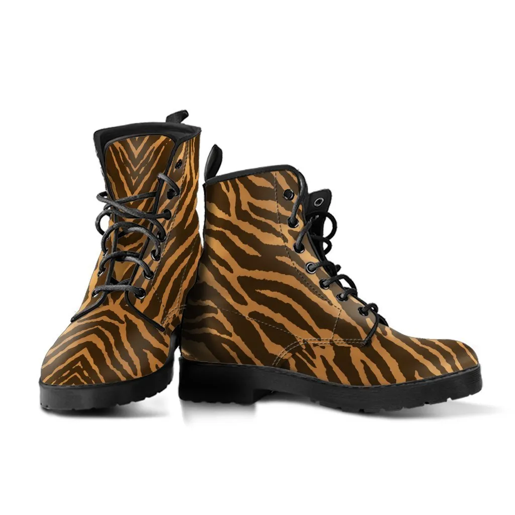 Combat Boots - Tiger Print | Boho Shoes, Handmade Lace Up Boots, Vegan Leather Lace Up Boots