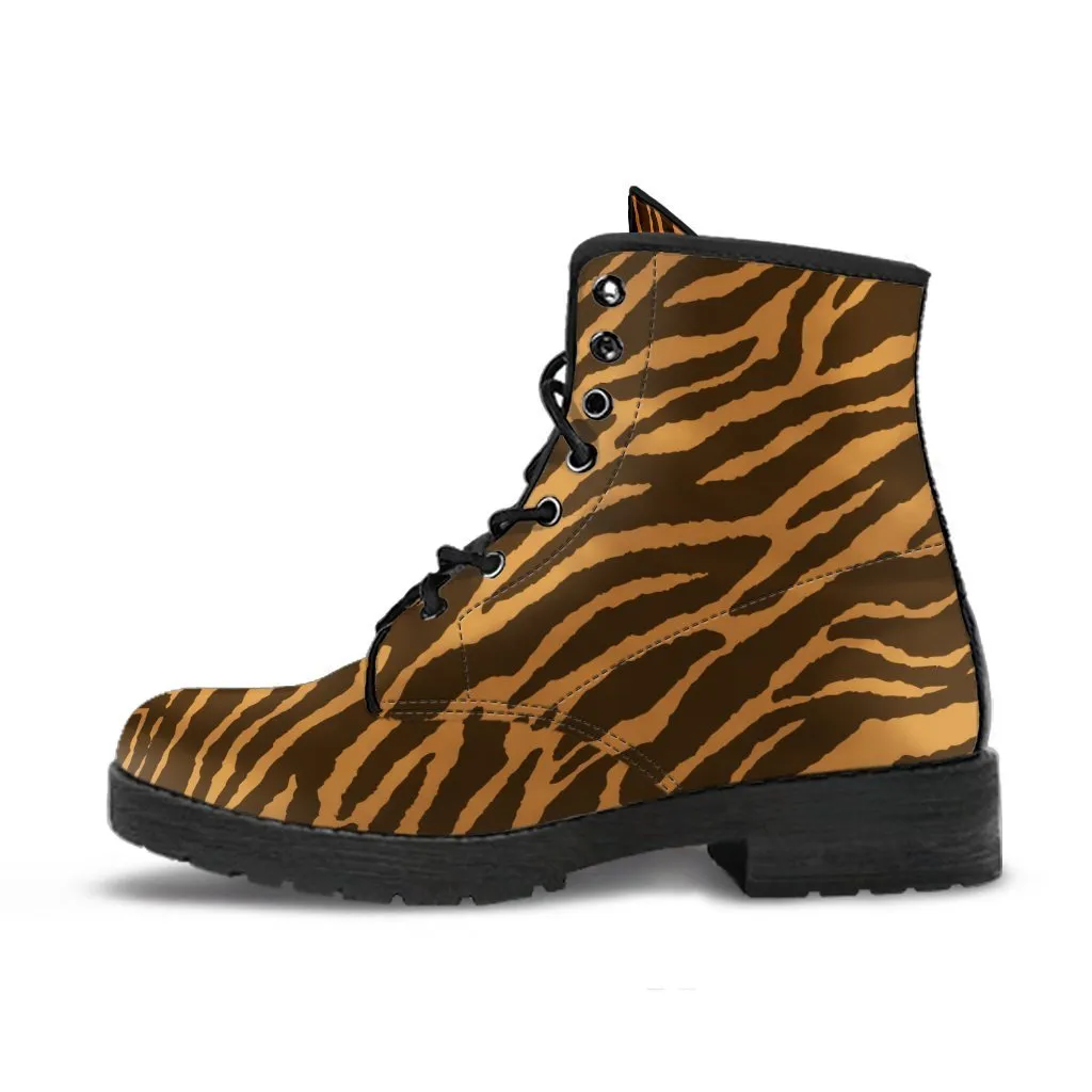 Combat Boots - Tiger Print | Boho Shoes, Handmade Lace Up Boots, Vegan Leather Lace Up Boots