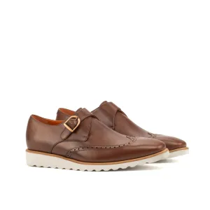 DapperFam Brenno in Med Brown Men's Italian Leather Single Monk