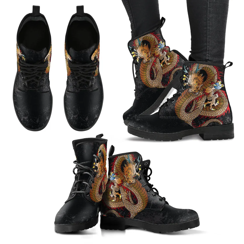 Dragon Handcrafted Women's Vegan Leather Combat Boots