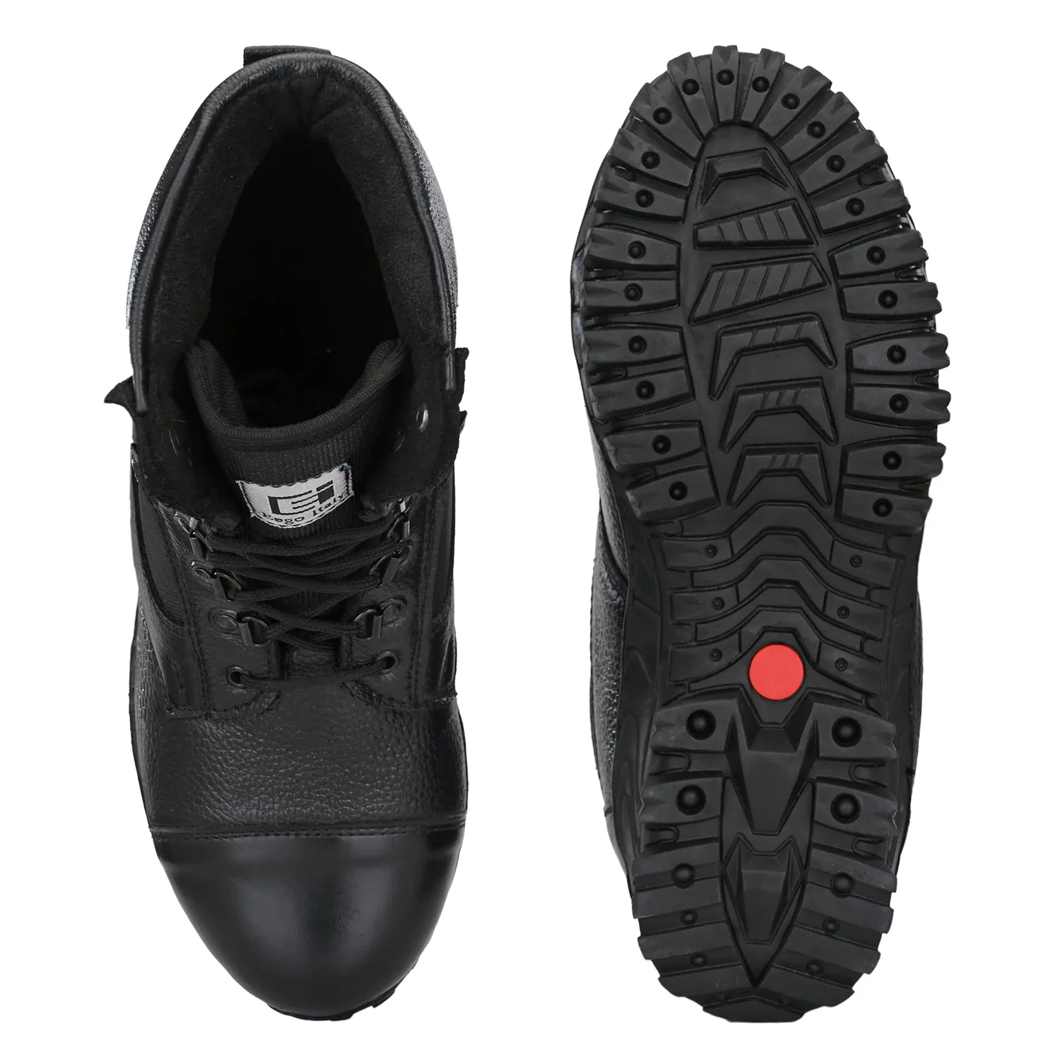 Eego Italy Genuine Leather Army Combat All Weather Hikking & Bikking Boots ARM-1-BLACK (Sale@649)