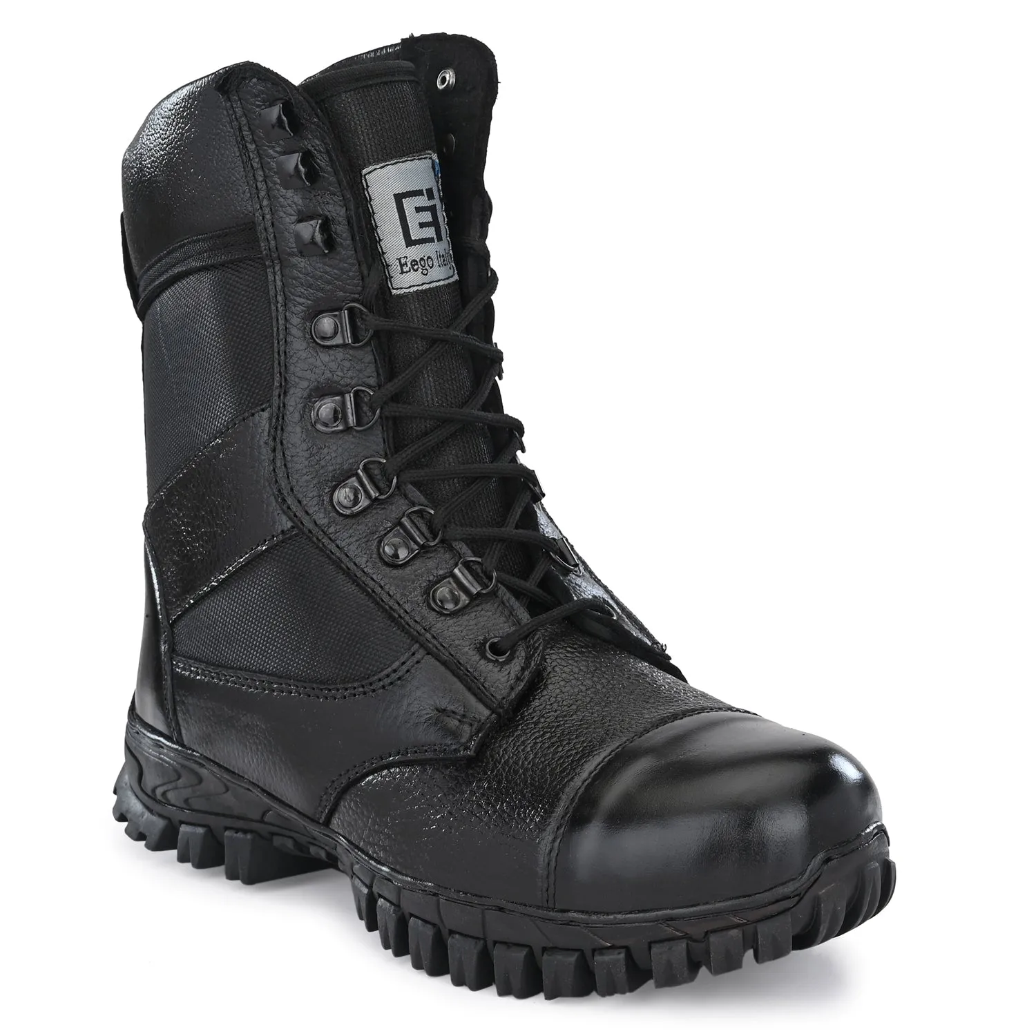 Eego Italy Genuine Leather Army Combat All Weather Hikking & Bikking Boots ARM-1-BLACK (Sale@649)