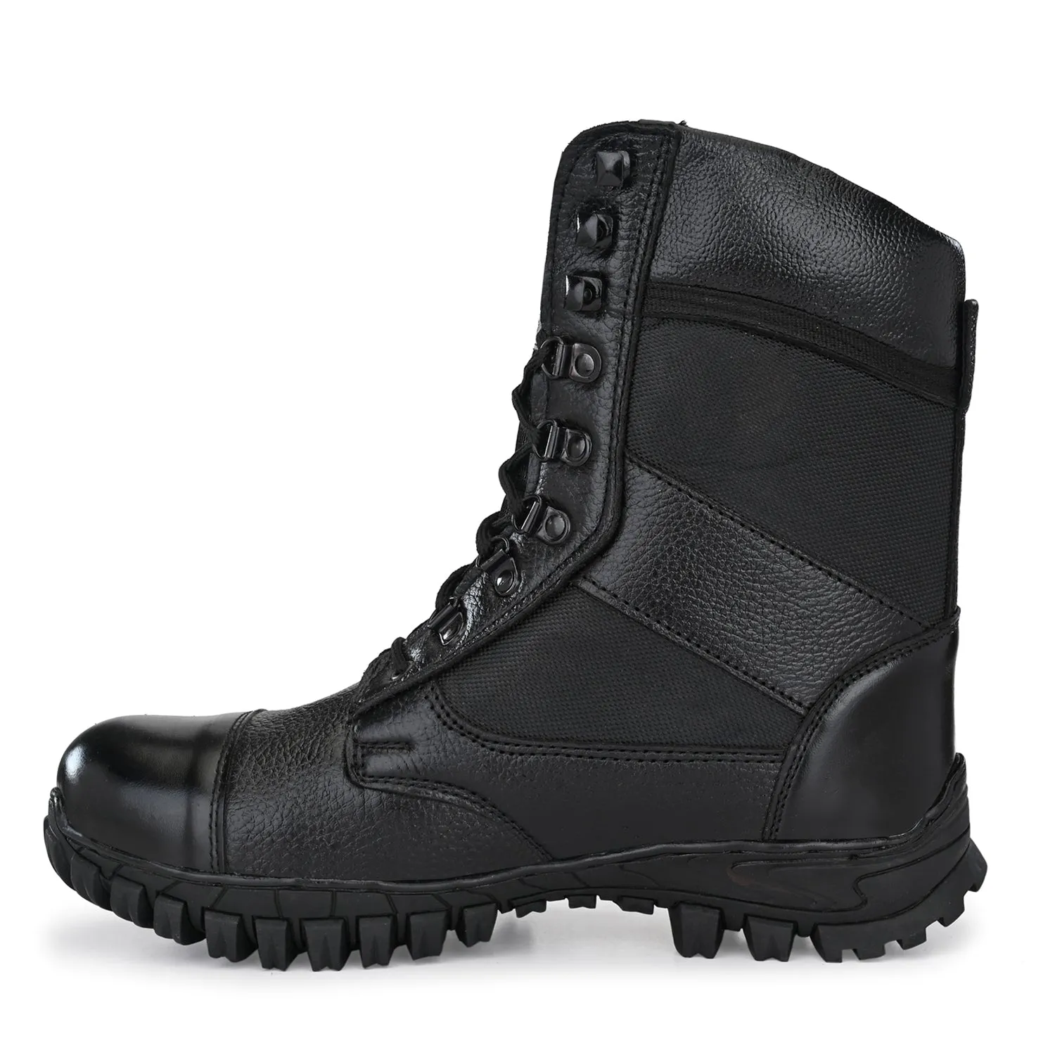 Eego Italy Genuine Leather Army Combat All Weather Hikking & Bikking Boots ARM-1-BLACK (Sale@649)