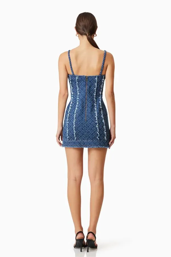 Elliatt Cora Denim Mini Dress in Navy