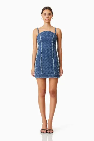 Elliatt Cora Denim Mini Dress in Navy