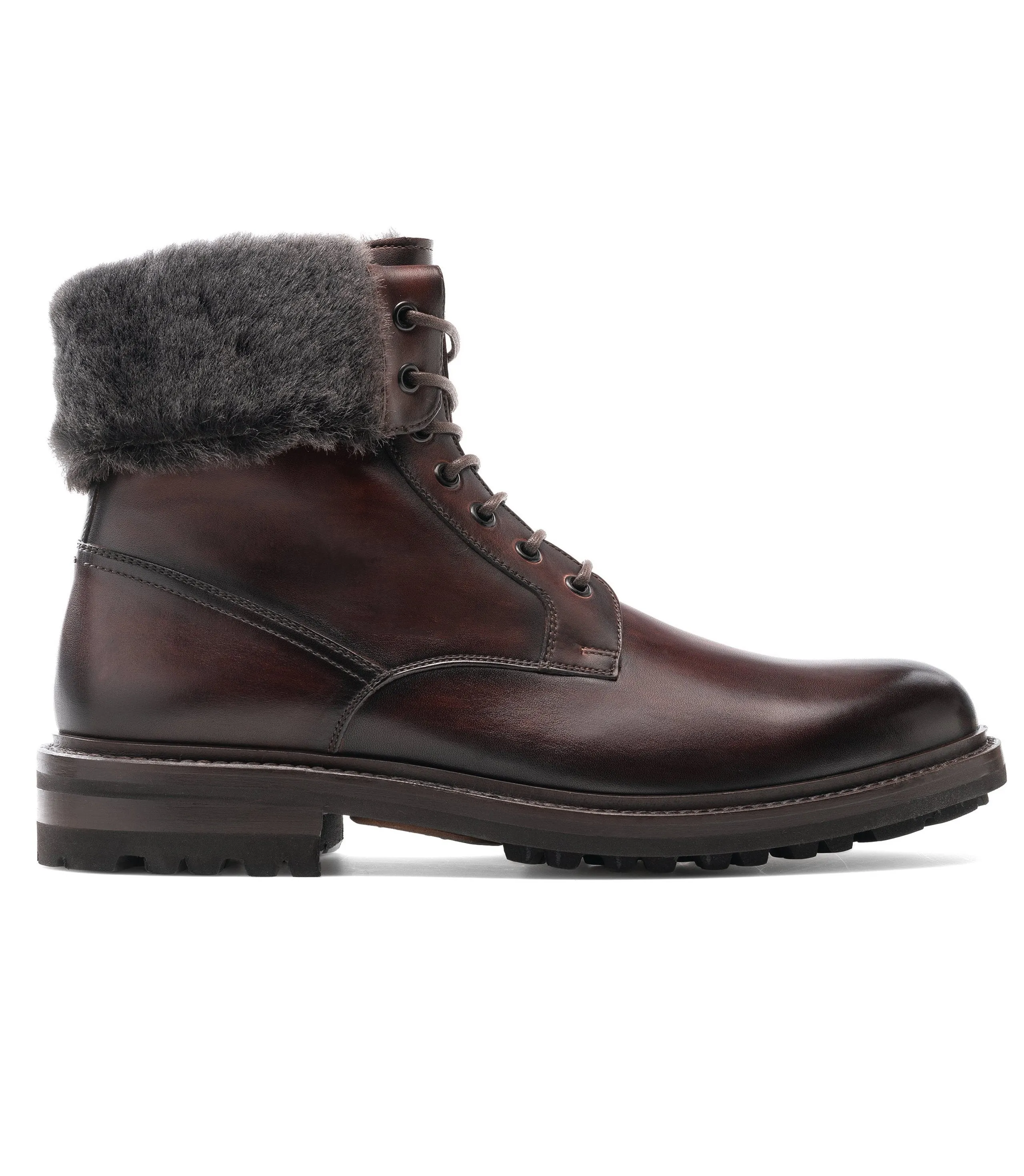 Flat Feet Shoes - Brown Leather Avigon Chunky Derby Boots with Arch Support - Hiking and Trekking Boots