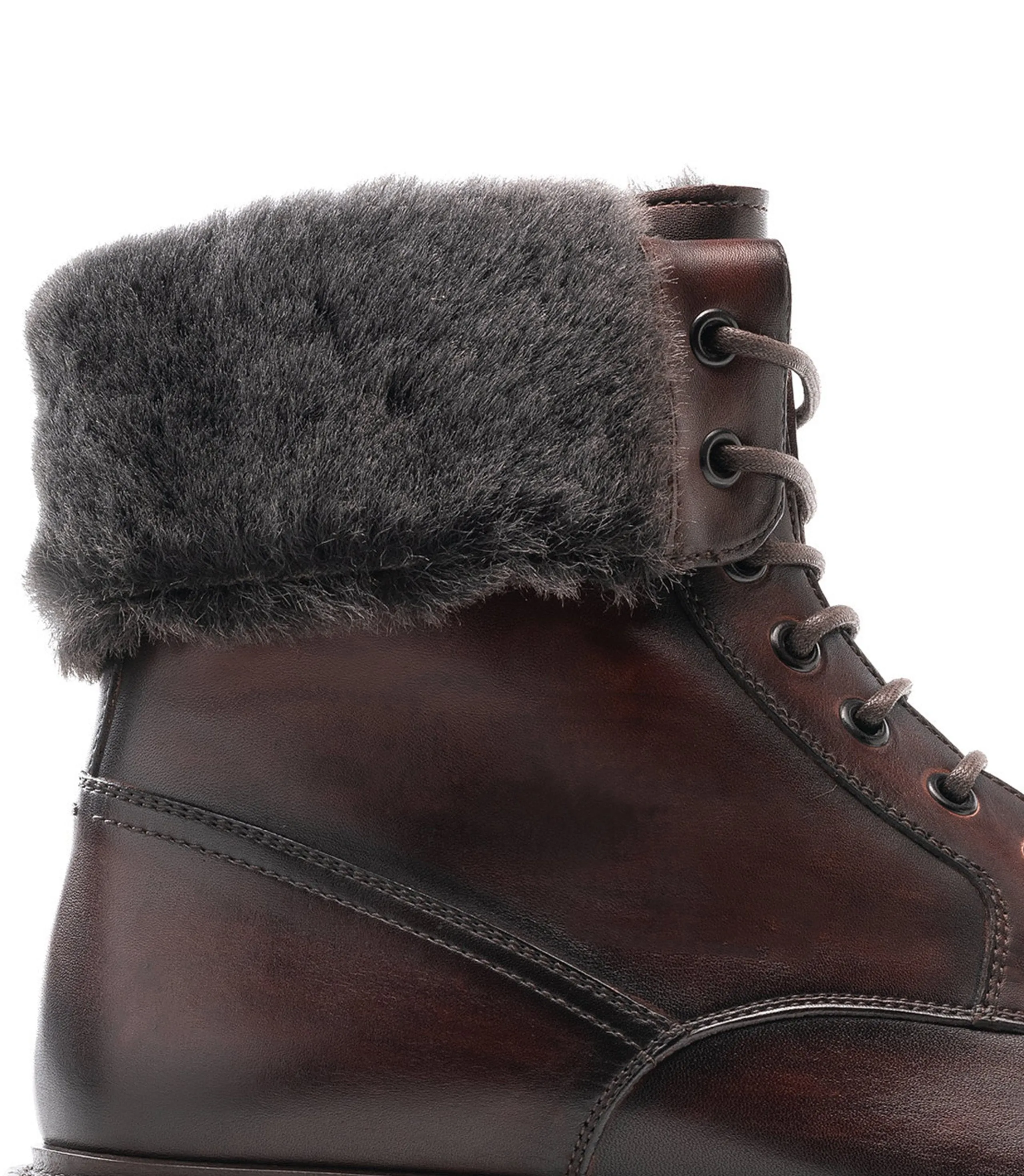 Flat Feet Shoes - Brown Leather Avigon Chunky Derby Boots with Arch Support - Hiking and Trekking Boots