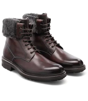 Flat Feet Shoes - Brown Leather Avigon Chunky Derby Boots with Arch Support - Hiking and Trekking Boots