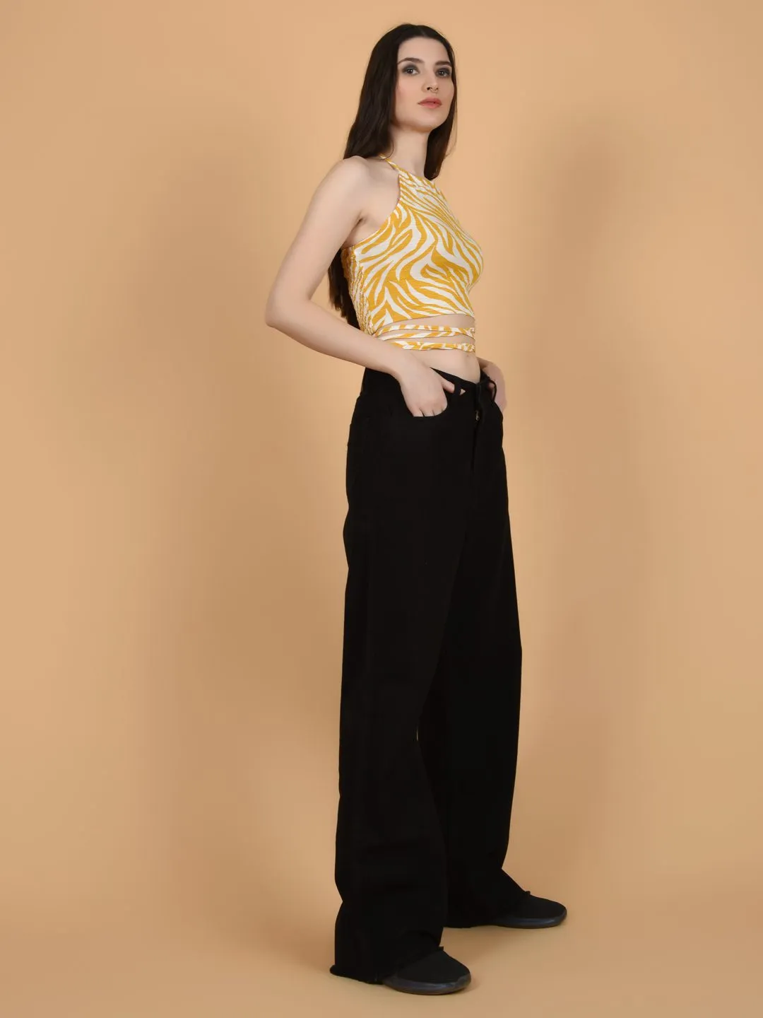 Flawless Trendy Animal Print Crop Top For Women | SANDY