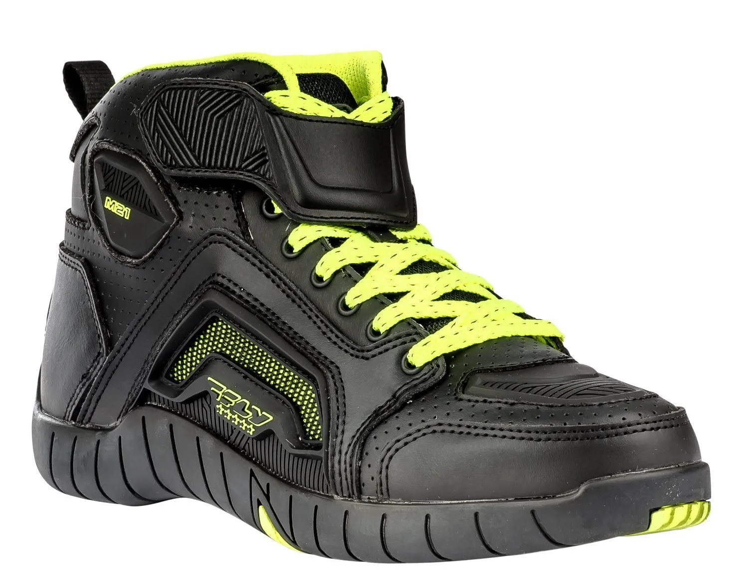 Fly Racing M21 Men's Black/Hi-Viz Yellow Leather Riding Shoes
