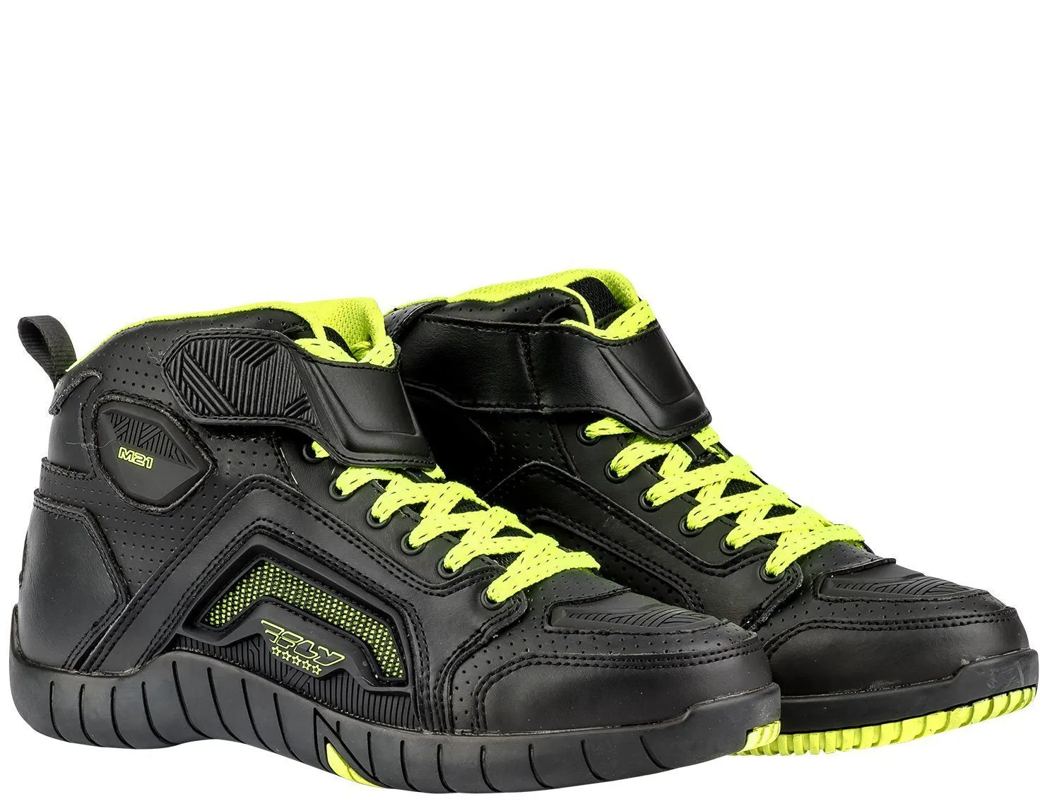 Fly Racing M21 Men's Black/Hi-Viz Yellow Leather Riding Shoes