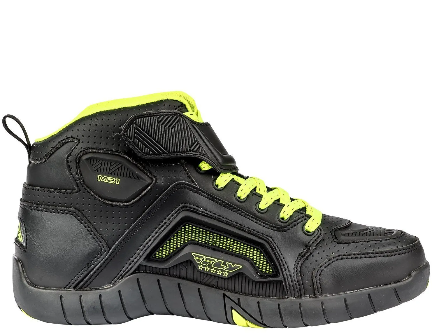 Fly Racing M21 Men's Black/Hi-Viz Yellow Leather Riding Shoes