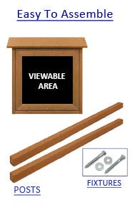 Free-Standing 20 x 20 Outdoor Message Center Letter Board on Posts  | Eco-Design Faux Wood Information Board Display