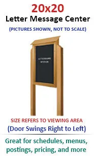 Free-Standing 20 x 20 Outdoor Message Center Letter Board on Posts  | Eco-Design Faux Wood Information Board Display