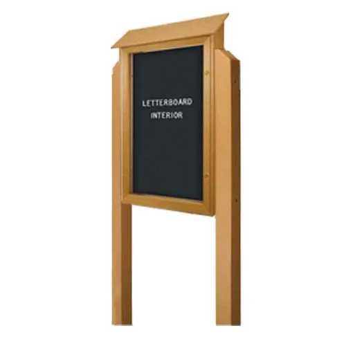 Free-Standing 20 x 20 Outdoor Message Center Letter Board on Posts  | Eco-Design Faux Wood Information Board Display
