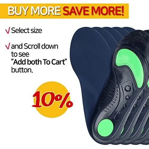 Gel Insoles Women - Comfort Shoe Inserts with Massaging - Men (US 4-7.5), Women (US 4-8.5)