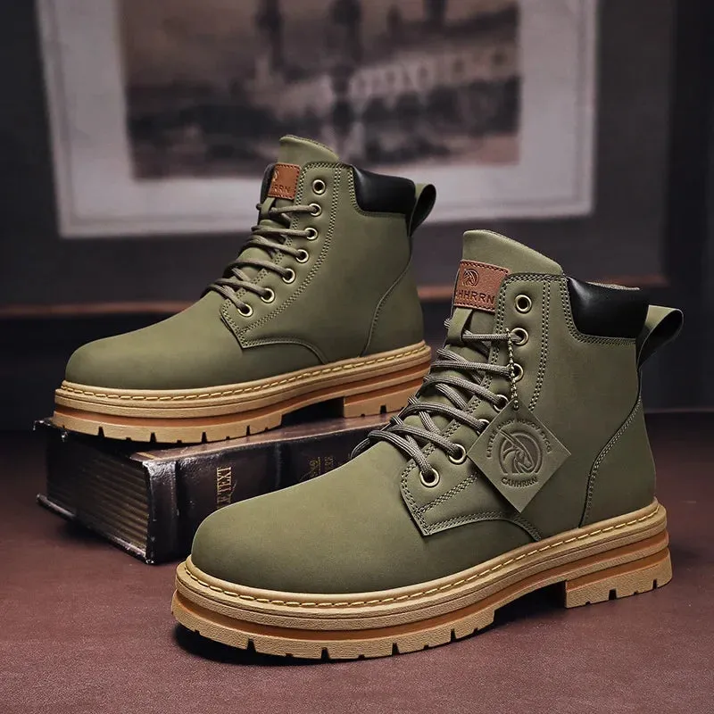 Giles – Men's Winter Lace-Up Faux Leather Ankle Boots