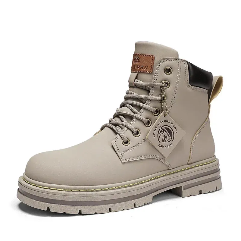 Giles – Men's Winter Lace-Up Faux Leather Ankle Boots