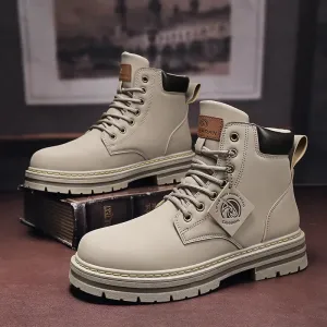 Giles – Men's Winter Lace-Up Faux Leather Ankle Boots