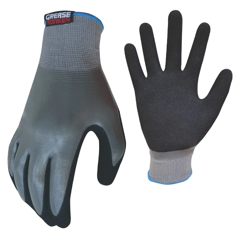 Grease Monkey M Nitrile Waterproof Gray Gloves
