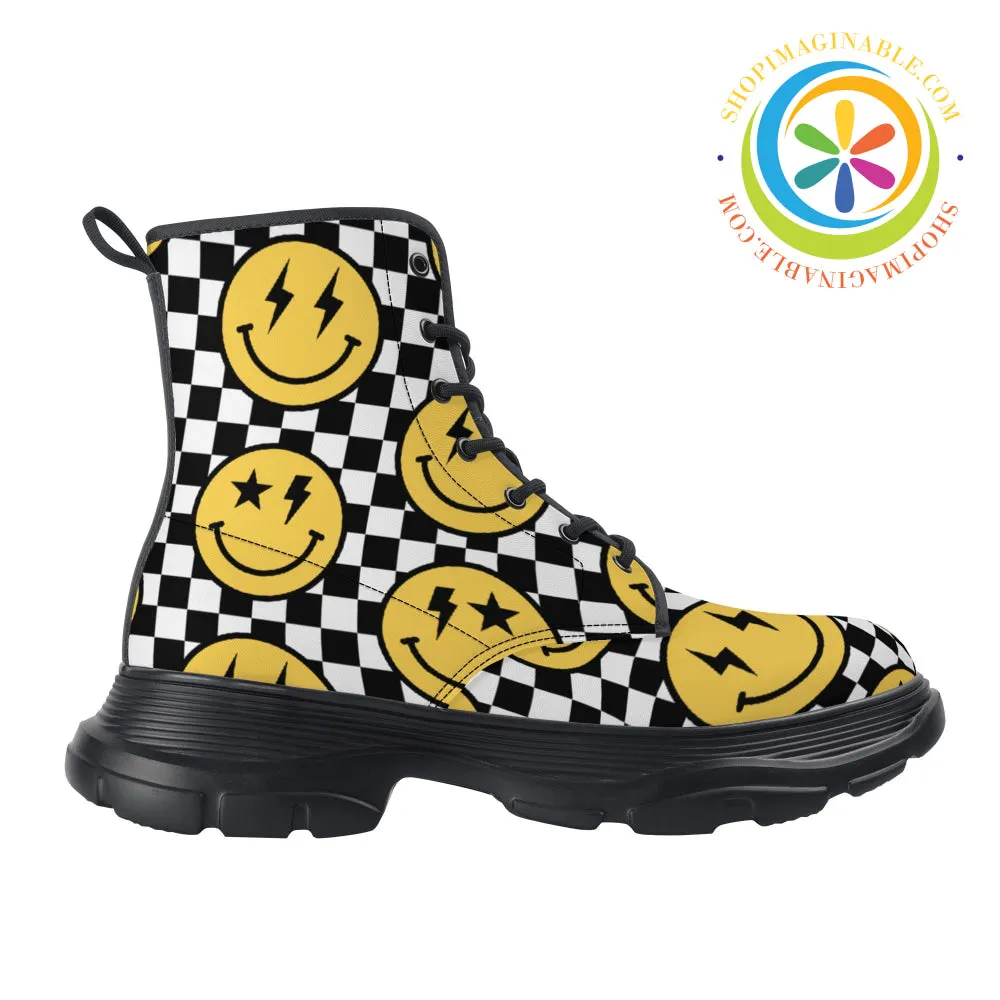 Groovy Happy Face Chunky Boots