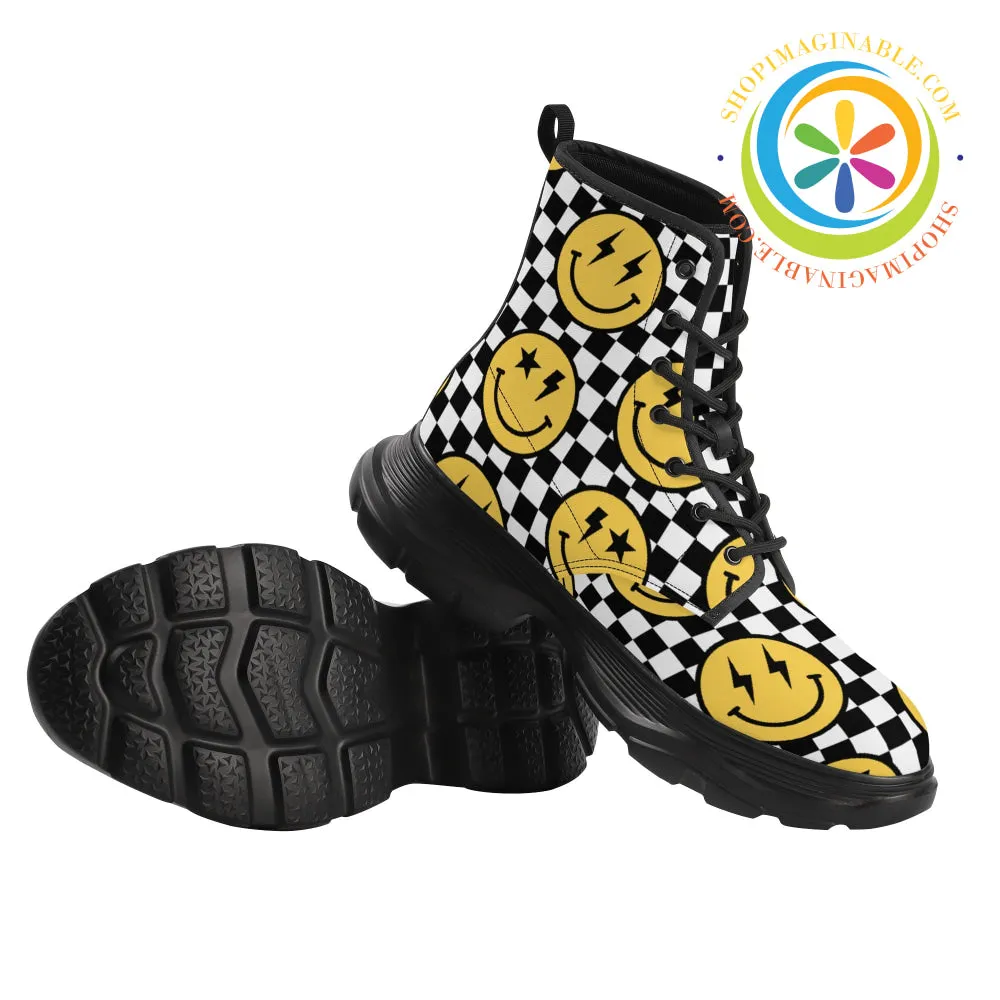 Groovy Happy Face Chunky Boots