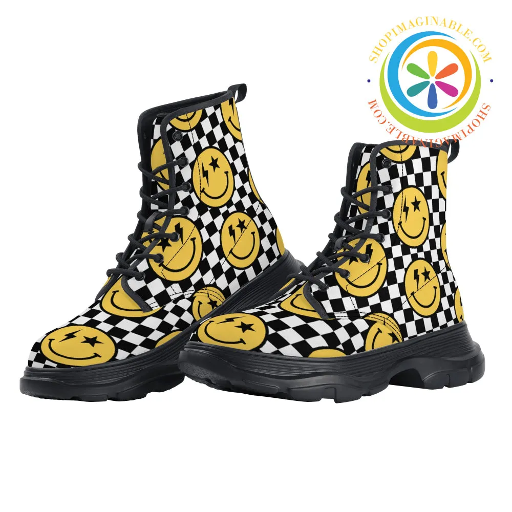 Groovy Happy Face Chunky Boots