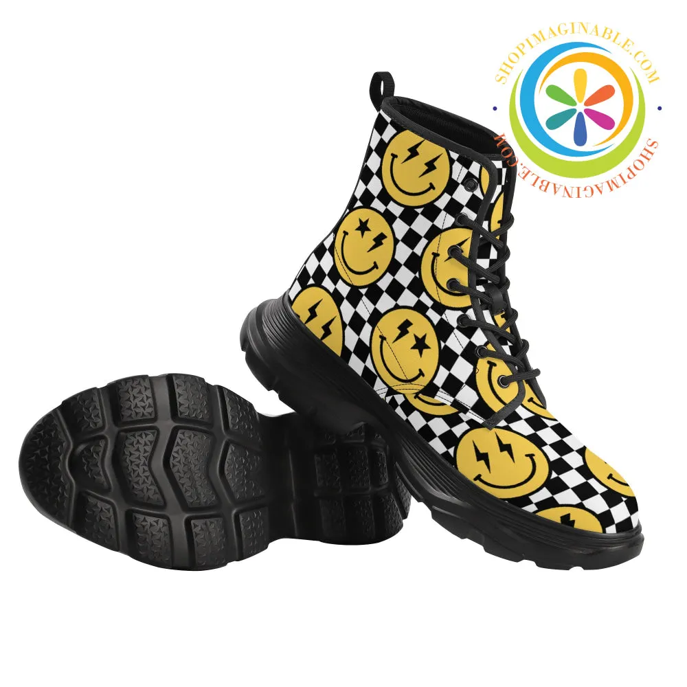 Groovy Happy Face Chunky Boots