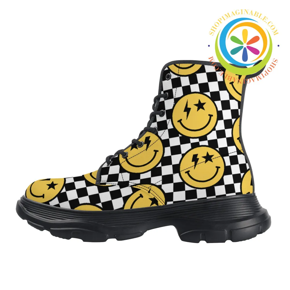Groovy Happy Face Chunky Boots