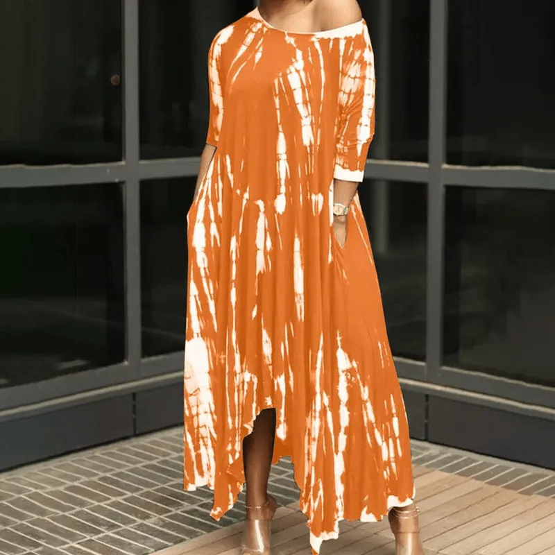 Irregular Dress withTtie-dye Print