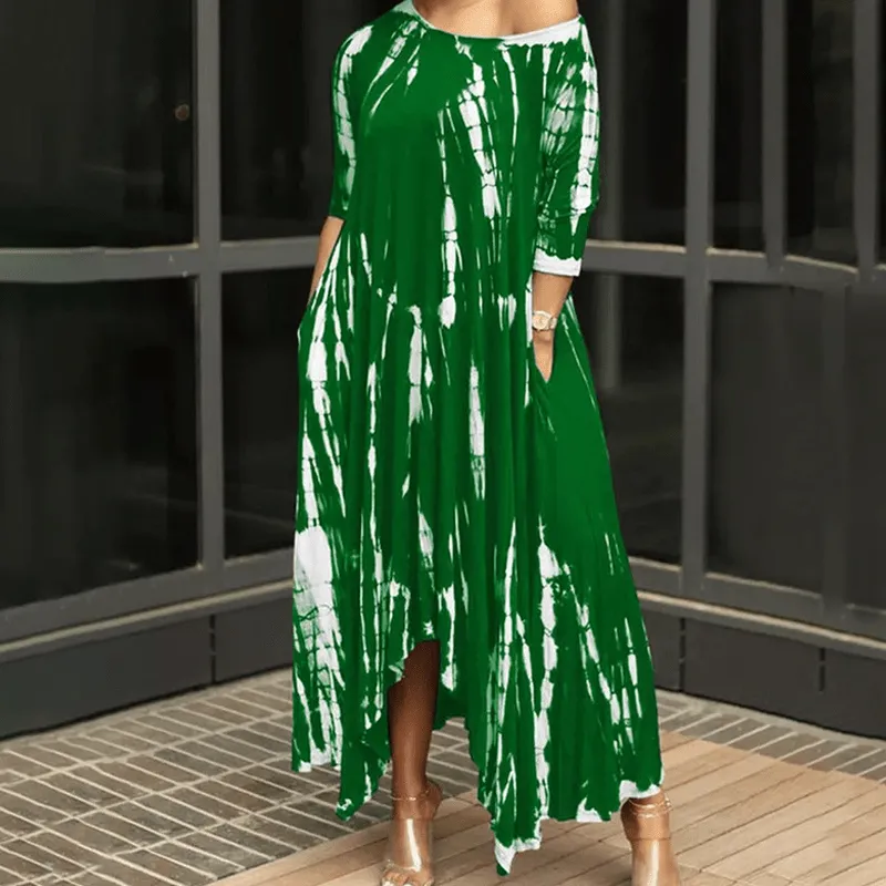 Irregular Dress withTtie-dye Print